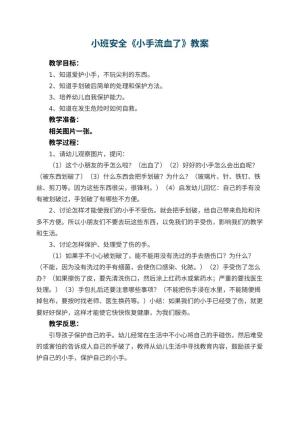 幼儿园小班安全教案《小手流血了》 包含反思预览