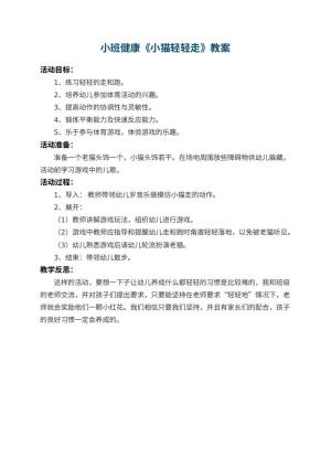幼儿园小班健康教案《小猫轻轻走》 包含反思预览