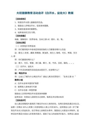 幼儿园大班健康教育活动教案自评《白开水，益处大》预览