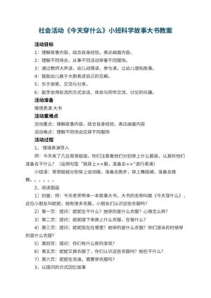 幼儿园社会活动《今天穿什么》小班科学教案故事大书 包含反思预览