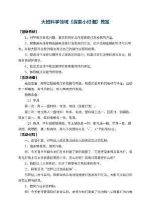 幼儿园大班科学领域教案《探索小灯泡》 包含反思预览