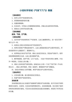 幼儿园小班科学领域教案《气球飞飞飞》 包含反思