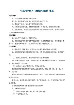 幼儿园小班科学优秀《有趣的肥皂》 包含反思预览