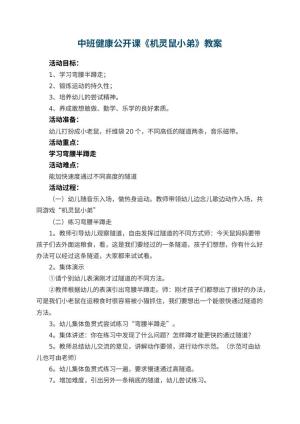 幼儿园中班健康公开课教案《机灵鼠小弟》 包含反思预览