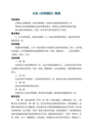 幼儿园大班教案《对称图形》 包含反思