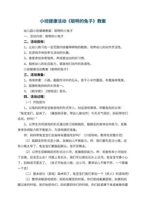 幼儿园小班健康活动教案《聪明的兔子》 包含反思