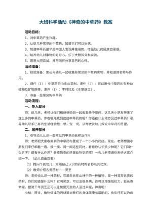 幼儿园大班科学活动教案《神奇的中草药》 包含反思预览