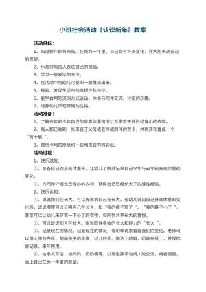 幼儿园小班社会活动《认识新年》教案 包含反思