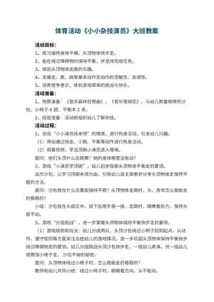 幼儿园体育活动《小小杂技演员》大班教案预览