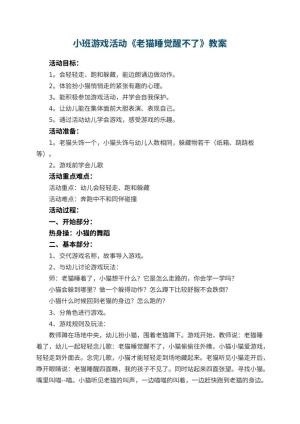 幼儿园小班游戏活动教案《老猫睡觉醒不了》 包含反思预览