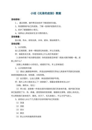 幼儿园小班教案《光滑的皮肤》预览