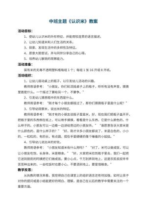 幼儿园中班主题教案《认识米》 包含反思预览