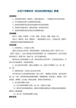 幼儿园大班下学期科学教案《好玩的弹性物品》 包含反思预览