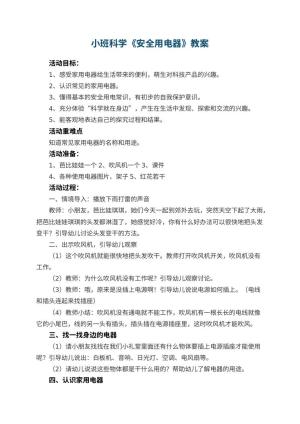 幼儿园小班科学《安全用电器》教案 包含反思预览