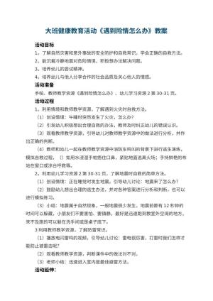 幼儿园大班健康教育活动教案《遇到险情怎么办》预览