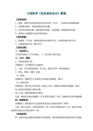 幼儿园小班科学教案《毛毛虫在长大》 包含反思预览