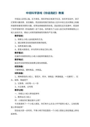 幼儿园中班科学游戏《你追我赶》 包含反思预览