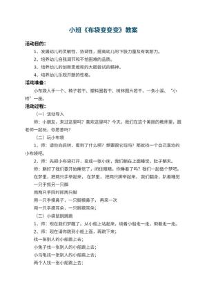 幼儿园小班教案《布袋变变变》 包含反思预览
