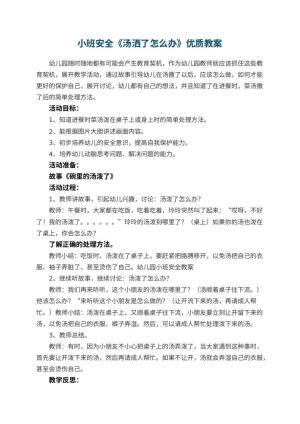 幼儿园小班安全《汤洒了怎么办》优质教案 包含反思预览