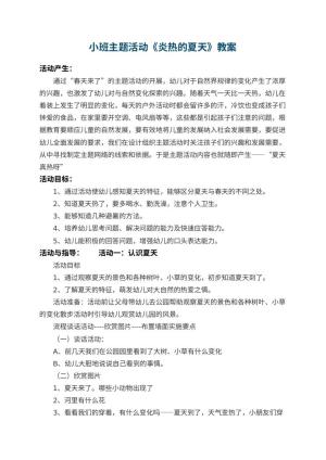 幼儿园小班主题活动教案《炎热的夏天》 包含反思预览