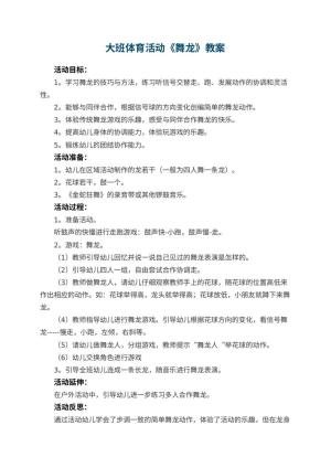 幼儿园大班体育活动教案《舞龙》 包含反思预览