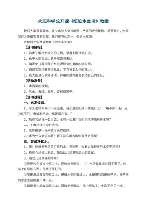 幼儿园大班科学公开课教案《把脏水变清》 包含反思预览