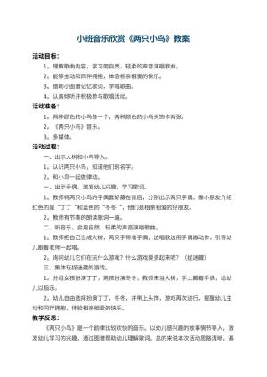 幼儿园小班音乐欣赏教案《两只小鸟》 包含反思