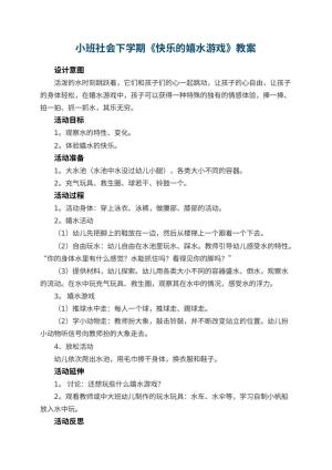 幼儿园小班社会下学期教案《快乐的嬉水游戏》 包含反思预览