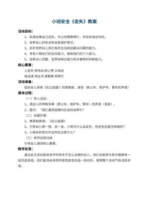 幼儿园小班安全教案《走失》 包含反思预览