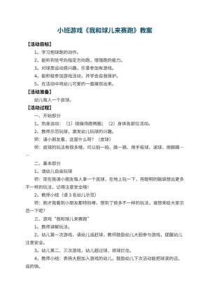 幼儿园小班游戏教案《我和球儿来赛跑》 包含反思预览