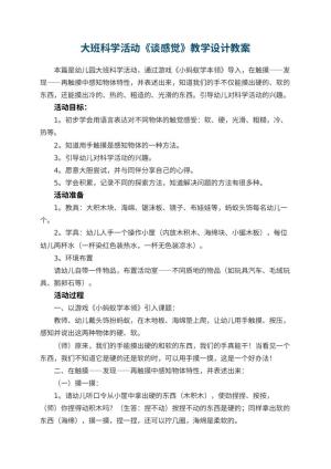 幼儿园大班科学活动《谈感觉》教学设计