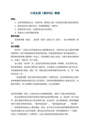 幼儿园小班主题教案《真好玩》 包含反思预览