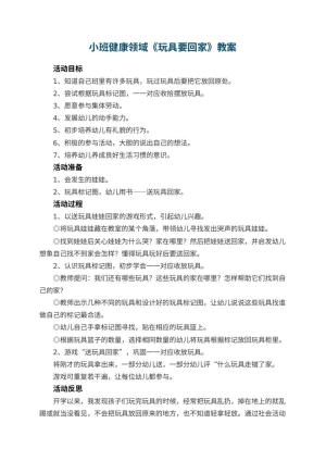 幼儿园小班健康领域教案《玩具要回家》 包含反思