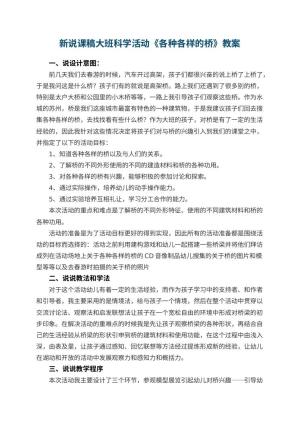 幼儿园新说课稿大班科学活动《各种各样的桥》教案 包含反思