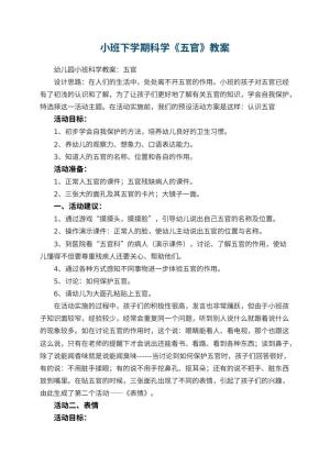 幼儿园小班下学期科学教案《五官》 包含反思预览