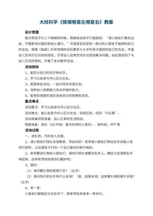 幼儿园大班科学《猜猜哪是左哪是右》教案 包含反思预览