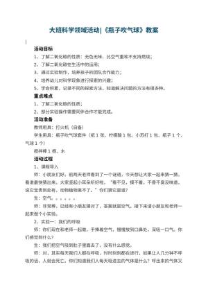 幼儿园大班科学领域活动|《瓶子吹气球》 包含反思预览