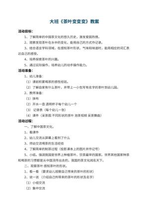 幼儿园大班教案《茶叶变变变》预览
