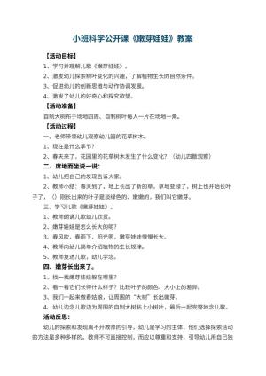 幼儿园小班科学公开课教案《嫩芽娃娃》 包含反思