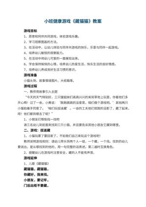 幼儿园小班健康游戏《藏猫猫》教案 包含反思预览
