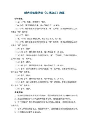 新幼儿园教案大班韵律活动《少林功夫》 包含反思