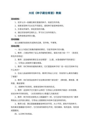 幼儿园大班教案《种子藏在哪里》 包含反思预览