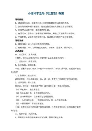 幼儿园小班科学活动《吹泡泡》教案 包含反思预览