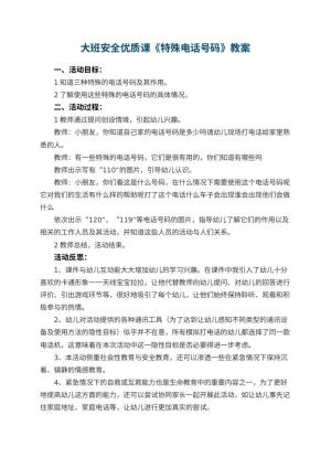 幼儿园大班安全优质课教案《特殊电话号码》 包含反思预览