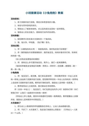 幼儿园小班健康活动教案《小兔抱抱》 包含反思预览