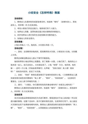 幼儿园小班安全教案《怎样呼救》 包含反思预览