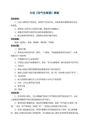 幼儿园大班教案《空气在哪里》 包含反思