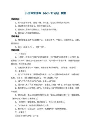 幼儿园小班体育游戏教案《小小飞行员》 包含反思