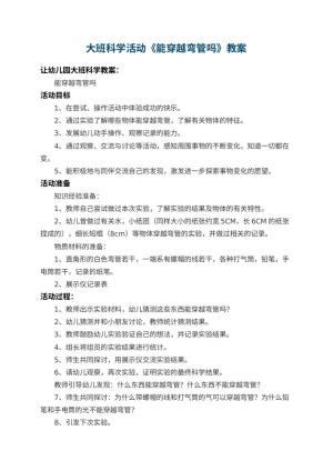幼儿园大班科学活动教案《能穿越弯管吗》 包含反思预览