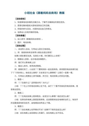 幼儿园小班社会教案《跟着妈妈去商场》